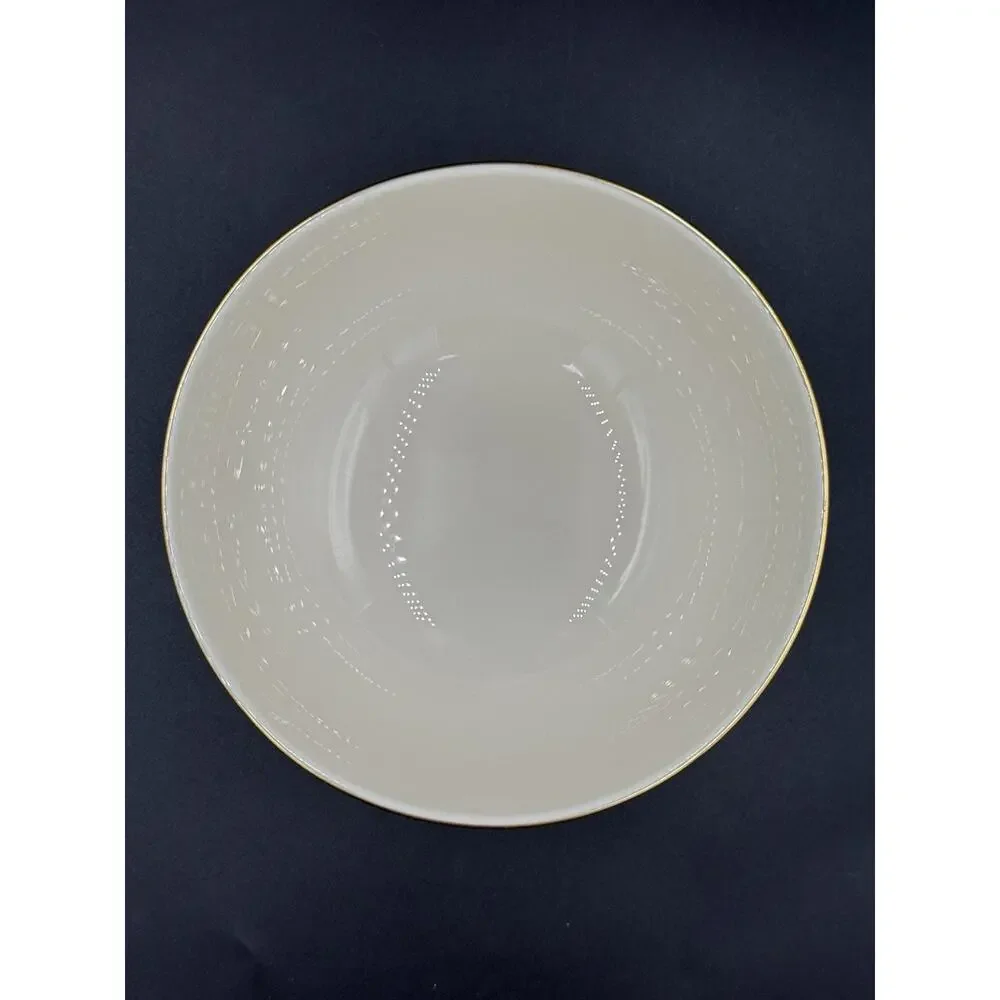 Vintage Lenox 7.5” Ivory China Footed Serving Bowl with 24K Gold Trim